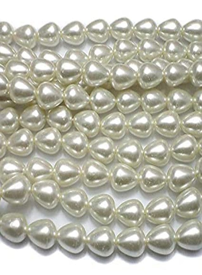 ALEVAN Glass Pearl Beads Drop Off White for Jewellery Making, Beading, Arts and Crafts and Embroidery Work, Size 11x8 mm (10x6 mm)